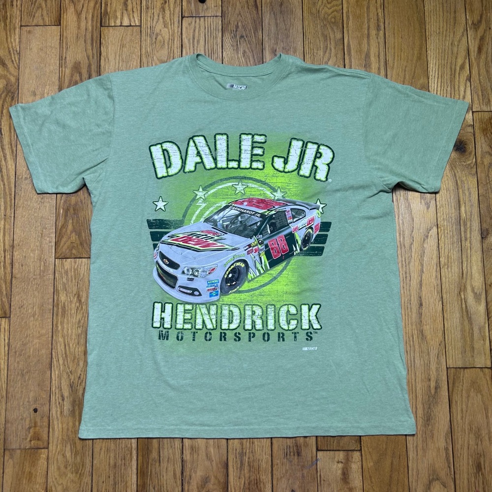 NASCAR‎ Dale Jr Hendrick Motorsports T-Shirt Mens XL Green Mountain Dew 88 Tee